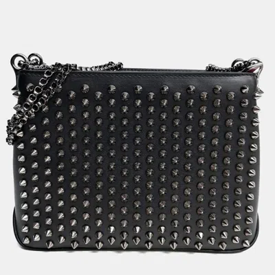 Pre-owned Christian Louboutin Spiked Chain Shoulder Bag In Black