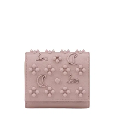Christian Louboutin Spiked Compact Wallet In Neutral