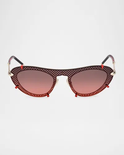 CHRISTIAN LOUBOUTIN MISS Z SPIKED OVAL ACETATE SUNGLASSES