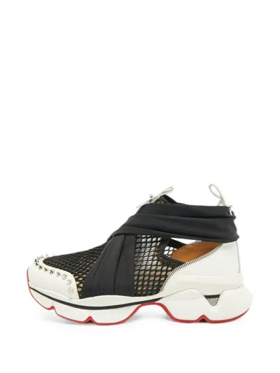 Pre-owned Christian Louboutin Spike-embellished Sneakers In Black