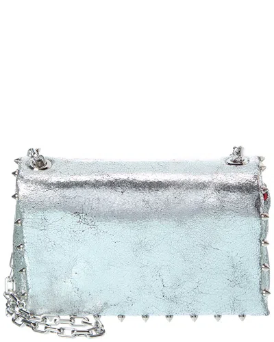 Christian Louboutin Spiky Leather Crossbody In Silver
