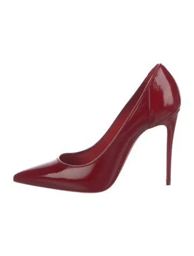 Pre-owned Christian Louboutin Sporty Kate 100 Patent Leather Pumps In Red