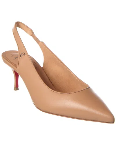 Christian Louboutin Sporty Kate 55 Leather Slingback Pump In Beige