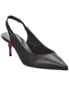 Christian Louboutin Womens Black Sporty Kate Sling 55 Leather Heeled Courts Eur 37.5 / 4.5 Uk In Black