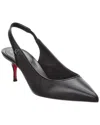 Christian Louboutin Womens Black Sporty Kate Sling 55 Leather Heeled Courts Eur 37.5 / 4.5 Uk In Black