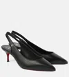 Christian Louboutin Womens Black Sporty Kate Sling 55 Leather Heeled Courts Eur 37.5 / 4.5 Uk In Black