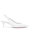 CHRISTIAN LOUBOUTIN SPORTY KATE 55 WHITE SLINGBACKS