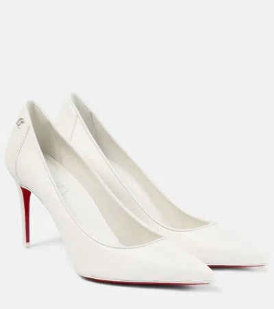 Christian Louboutin Sporty Kate 85 Leather Pumps In White