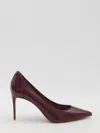Christian Louboutin Brown Patent Leather Décollette In Red