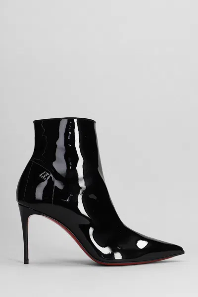 Christian Louboutin Sporty Kate Booty High Heels Ankle Boots In Black Patent Leather