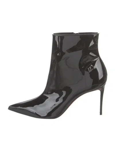 Pre-owned Christian Louboutin Sporty Kate Booty Patent Leather Boots In Black