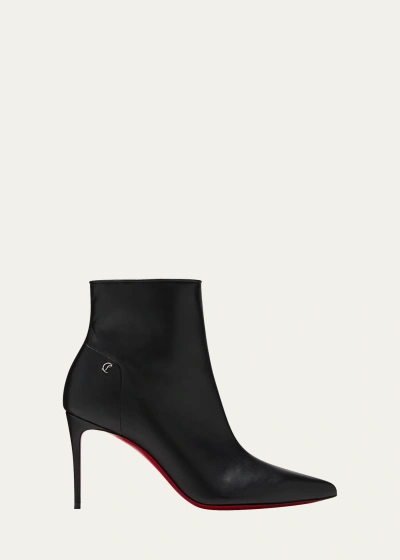 Christian Louboutin Sporty Kate Leather Red Sole Booties In Blacklin Black