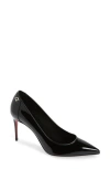 Christian Louboutin Kate Specchio Red Sole Leather Pumps In Black/lin Black