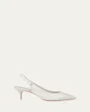Christian Louboutin Sporty Kate 55 White Leather Slingbacks In Bianco