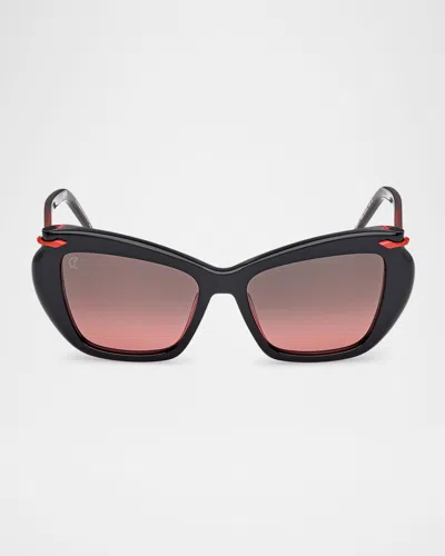Christian Louboutin Square Acetate Sunglasses In Black