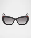 Christian Louboutin Square Acetate Sunglasses In Shiny Black With Shiny Pale Gold