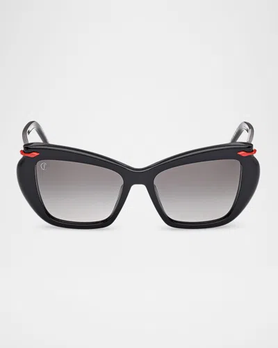 Christian Louboutin Square Acetate Sunglasses In Black