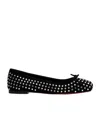 Christian Louboutin Mamadrague Strass Bow Red Sole Ballerina Flats In Black