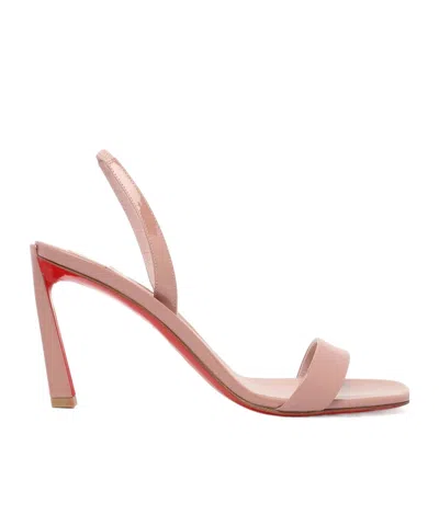 Christian Louboutin Square Toe High Heel Sandals In Pink