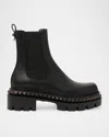 Christian Louboutin St Emilia Pyraclou Leather Red Sole Chelsea Boots In Black