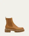Christian Louboutin St Emilia Pyraclou Leather Red Sole Chelsea Boots In Brown
