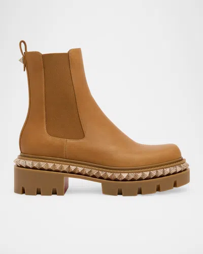 CHRISTIAN LOUBOUTIN ST EMILIA PYRACLOU LEATHER RED SOLE CHELSEA BOOTS