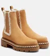 Christian Louboutin St Emilia Shearling-trimmed Chelsea Boots In Brown