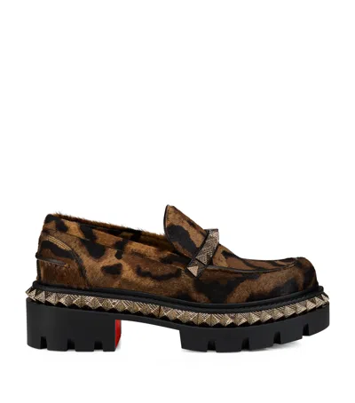 Christian Louboutin St Roch Pyraclou Calf Leather Loafers In Brown