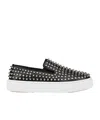 Christian Louboutin Spikeboat Nappa Leather Slip-on Sneakers In White