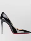 Christian Louboutin Pointed-toe Patent Leather Pumps With Signature Red Sole In Black