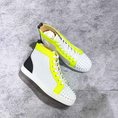 Christian Louboutin Stitching Riveted Leisure Sports Shoes In White