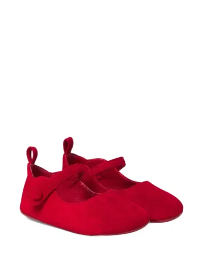 Christian Louboutin Babies' Strap Suede Crib Shoes In Red