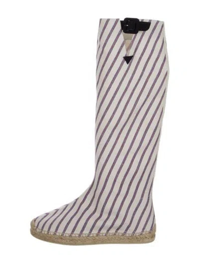 Pre-owned Christian Louboutin Striped Boots In White