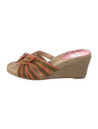 Pre-owned Christian Louboutin Striped Bow Accents Espadrilles In Multicolor