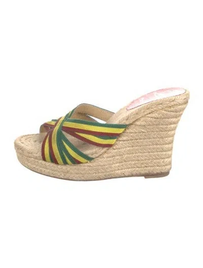 Pre-owned Christian Louboutin Striped Espadrilles In Neutral