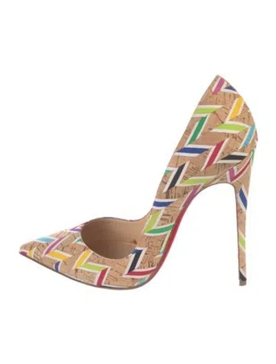 Pre-owned Christian Louboutin Striped Pumps In Neutral