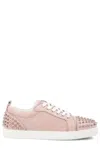 Christian Louboutin Louis Junior Spikes Sneakers In Rose-pink Suede