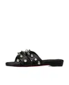 Christian Louboutin Miss Spika Flat Leather Sandals In Black