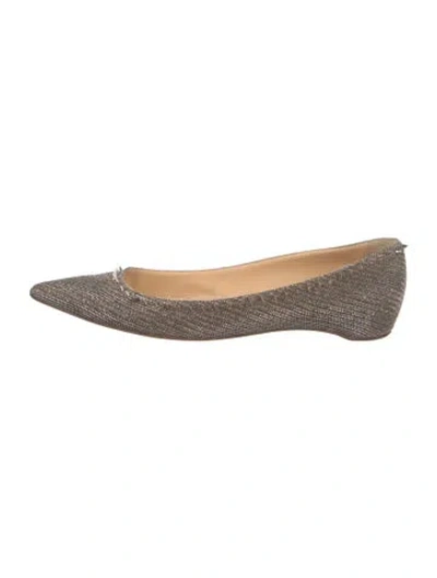 Pre-owned Christian Louboutin Studded Accents Flats In Silver