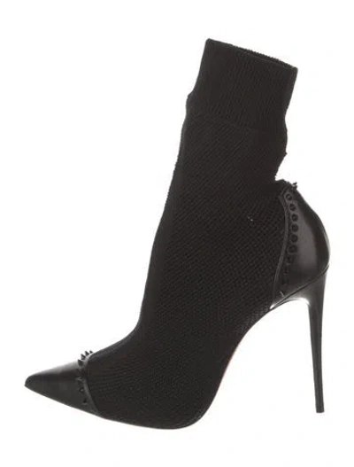 Pre-owned Christian Louboutin Studded Accents Sock Boots In Black
