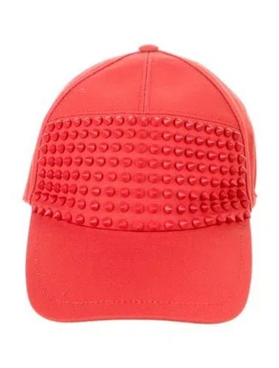 Pre-owned Christian Louboutin Studded Baseball Cap In Red