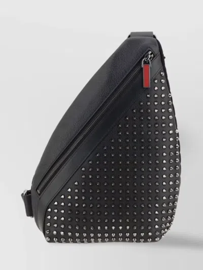 Christian Louboutin Studded Leather Triangular Shape Backpacks In Grey