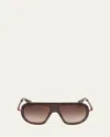 Christian Louboutin Studded Metal Shield Sunglasses In Brown