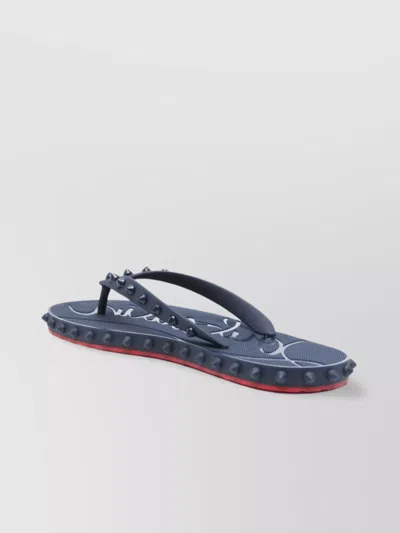 Christian Louboutin Studded Open Toe Slides & Flip Flops