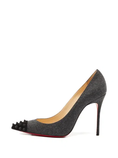Pre-owned Christian Louboutin Studded Pumps In Gray