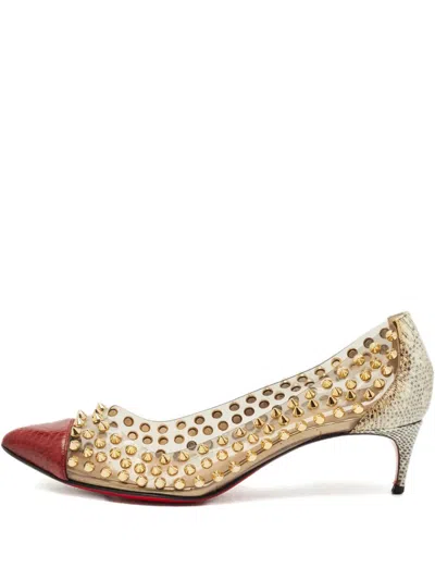 Pre-owned Christian Louboutin Studded Pumps In Red