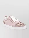 Christian Louboutin Louis Junior Spikes Sneakers In Rose-pink Suede