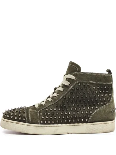 Pre-owned Christian Louboutin Studded Suede Sneakers