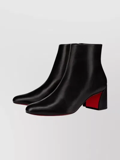 CHRISTIAN LOUBOUTIN STYLISH LEATHER BLOCK HEEL ANKLE BOOTS