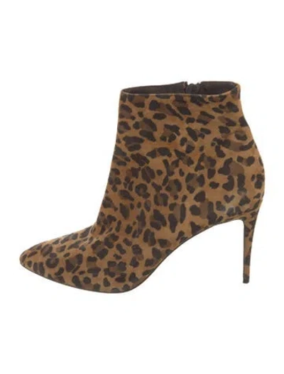 Pre-owned Christian Louboutin Suede Animal Print Boots In Brown